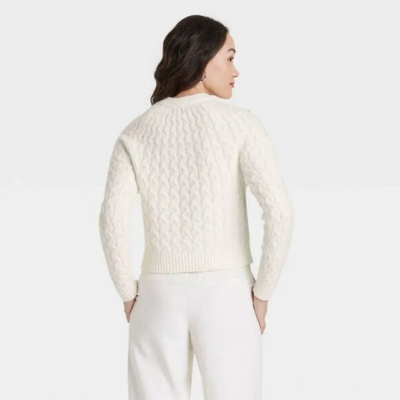 A New Day Women’s Cable Knit Pullover Sweater XXL Cream | Sparkly Embellishments - Picture 4 of 4